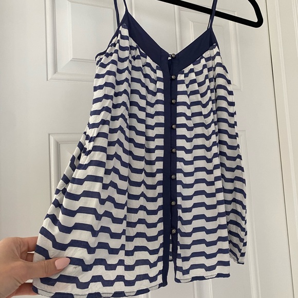 Women’s Naked Zebra stripe blue white button down tank top size small - Picture 5 of 8